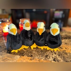 🦅 Ty Beanie Baby “Baldy” Eagle Plush Lot of 4